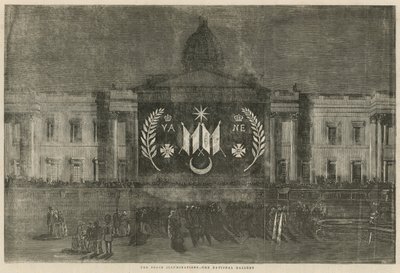 Illuminazioni della Pace che adornano la National Gallery da English School