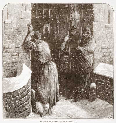 Penitenza di Enrico IV di Germania, illustrazione da La storia del protestantesimo di James Aitken Wylie (1808-1890), pub. 1878 da English School