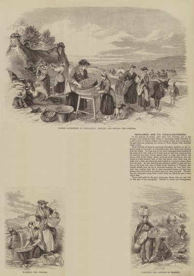 Penclawdd e i suoi raccoglitori di vongole (incisione) da English School
