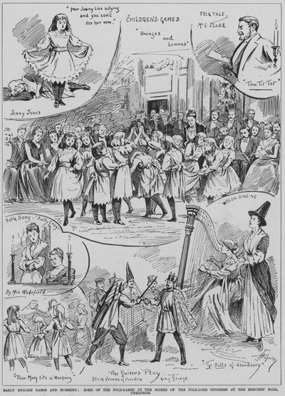Rappresentazione di antichi giochi popolari inglesi e mumming alla serata del Folklore Congress, Mercers