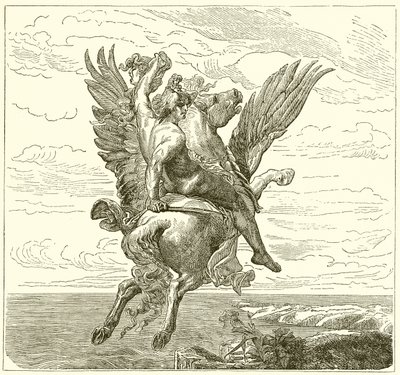 Perseo sul cavallo alato Pegaso, con la testa di Medusa da English School