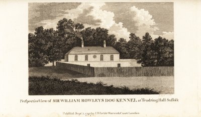 Vista prospettica del canile di Sir William Rowley a Tendring Hall, Suffolk da English School