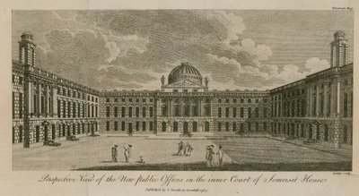 Vista prospettica dei nuovi uffici pubblici nel cortile interno di Somerset House da English School
