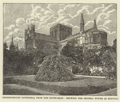 Cattedrale di Peterborough da sud-est, mostrando la torre centrale ricostruita da English School