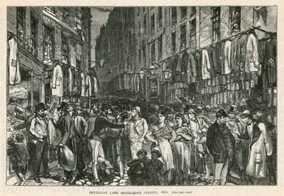 Petticoat Lane (Middlesex Street), Londra, 1870 da English School