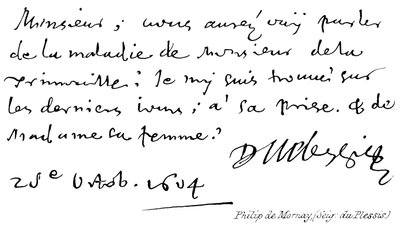 Philip de Mornay, (Seig: du Plessis) da English School