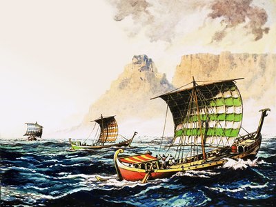 Esploratori fenici inviati da un faraone egiziano per navigare lungo la costa dell