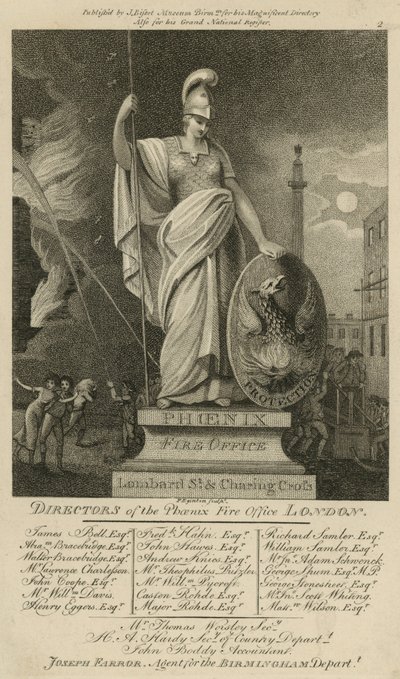 Phoenix Company; Fire Office, Lombard Street e Charing Cross, Londra da English School