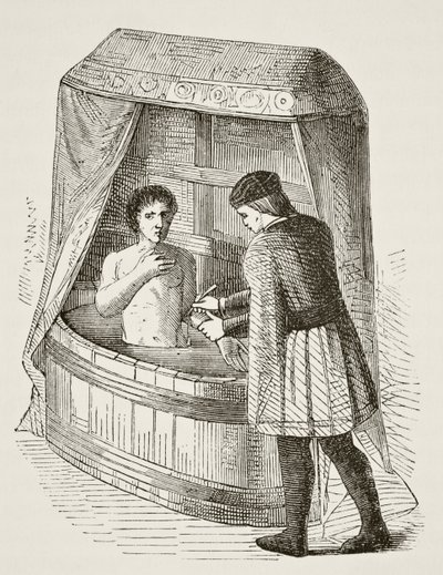 Medico che fa un salasso a un paziente nel XV secolo, da 