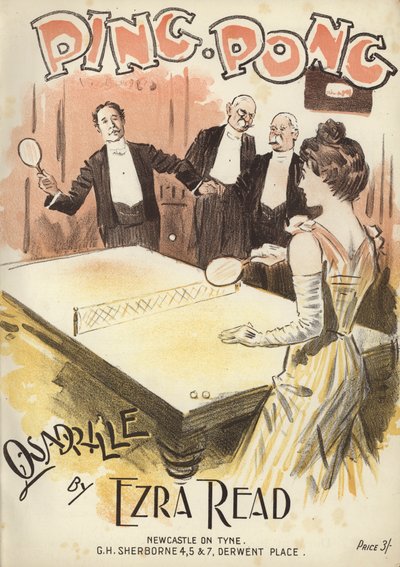 Ping Pong, quadriglia di Ezra Read (litografia a colori) da English School