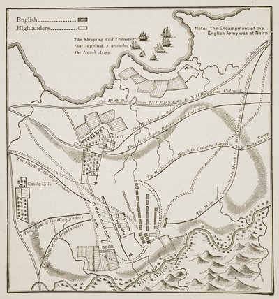 Piano della Battaglia di Culloden, 16 aprile 1746 da English School