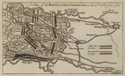 Piano della Battaglia di Villinghausen, Germania, Guerra dei Sette Anni, 15-16 luglio 1761 da English School