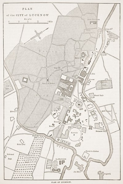 Piano della Città di Lucknow, da Cassells Illustrated History of England da English School