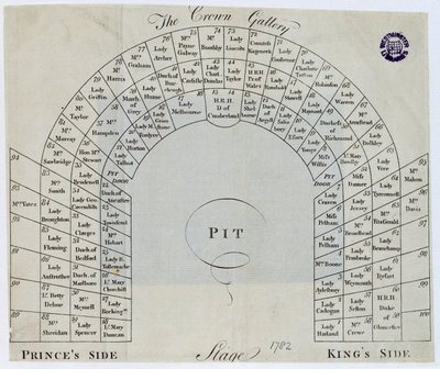 Piano della Galleria della Corona nel Teatro del Re, Haymarket, 1782 da English School