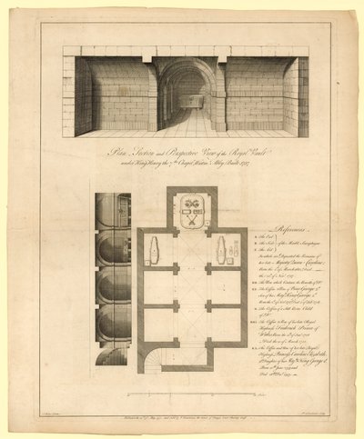 Piano della Cripta Reale sotto la Cappella di Enrico VII, Abbazia di Westminster, costruita nel 1737 da English School