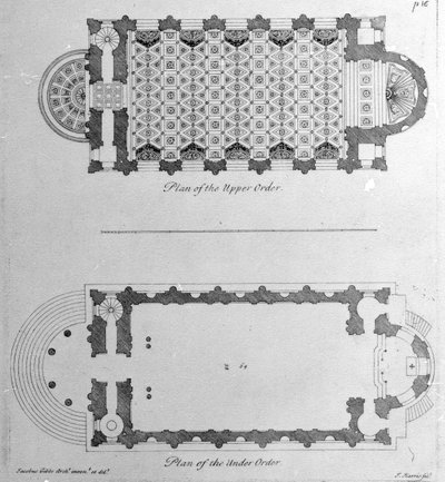 Piano degli ordini superiori e inferiori di St. Marys Le Strand, Westminster, 1720 da English School