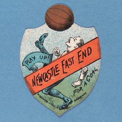 Gioca su Newcastle East End per un gol, carta Baines a forma di scudo, 1880-89 da English School