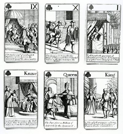 Carte da gioco che raffigurano gli eventi dell
