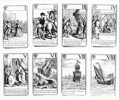 Carte da gioco che raffigurano gli eventi dell