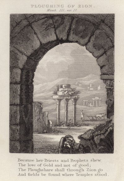 Aratura di Sion, Michea III, versetto 12 (incisione) da English School