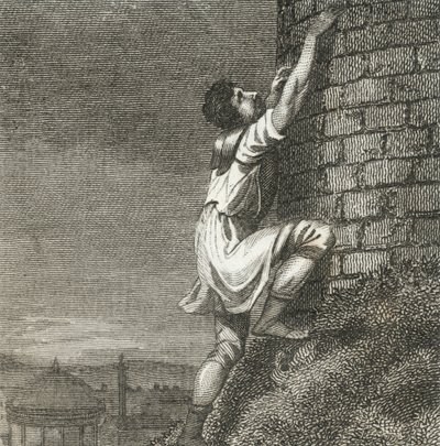 Pontius Comminius che scala la Cittadella (incisione) da English School
