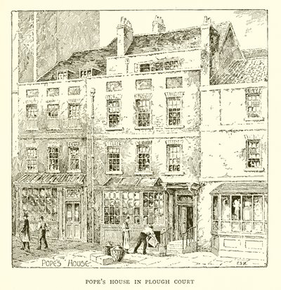 Casa del Papa a Plough Court (incisione) da English School