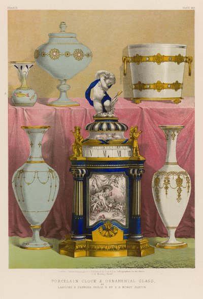 Orologio in porcellana e vetro ornamentale da English School