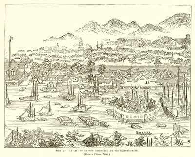 Porto della città di Canton distrutto dal bombardamento da English School