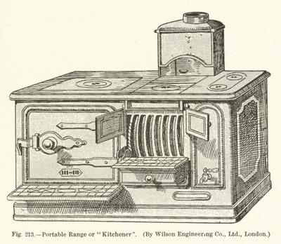 Cucina portatile o Kitchener, di Wilson Engineering Company; Londra da English School