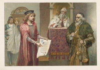 Portia, Shylock e il Giudice ne Il mercante di Venezia da English School