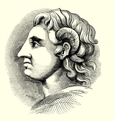 Ritratto di Alessandro Magno, preso da una moneta nella Biblioteca Bodleiana, Oxford da English School