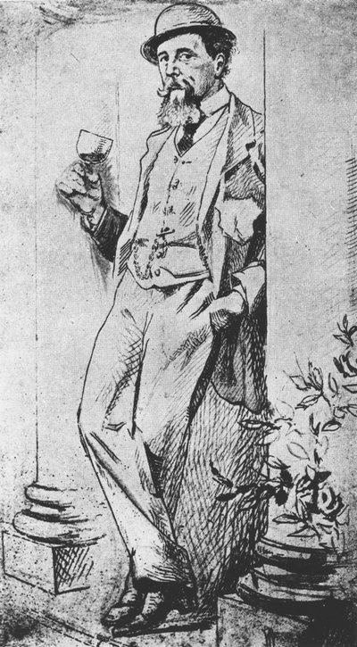 Ritratto di Charles Dickens (1812-70), da Drinking with Dickens scritto da Cedric Charles Dickens da English School