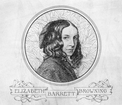 Ritratto di Elizabeth Barrett Browning (1806-61) (incisione) da English School