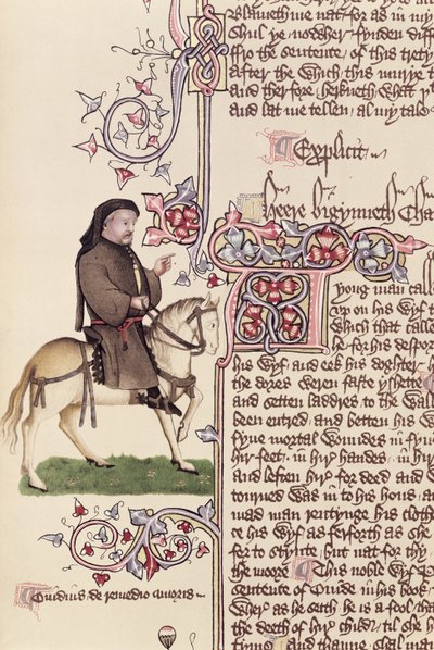 Ritratto di Geoffrey Chaucer (c.1342-1400) facsimile da I racconti di Canterbury di Geoffrey Chaucer (c.1342-1400) da English School
