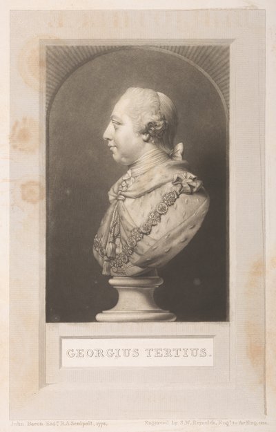 Ritratto di Giorgio III da un busto, da Frederick Augusta Barnard, Bibliothecae regiae catalogus, volume I, frontespizio da English School