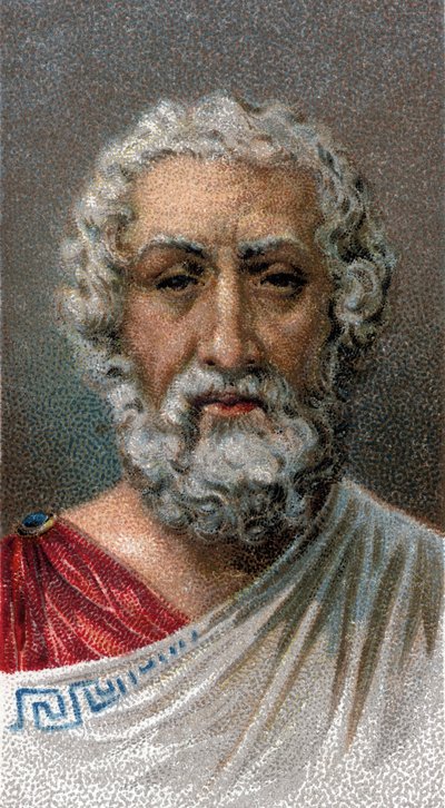 Ritratto di Omero (IX-VIII secolo a.C.) - Poeta greco - Dalla serie Leaders of Men - Cromolitografia - Scuola Inglese, XX secolo da English School