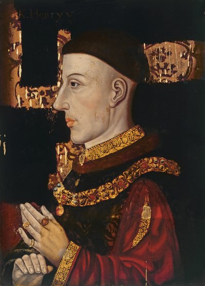 Ritratto di Enrico V (1387-1422) (durante il restauro) da English School