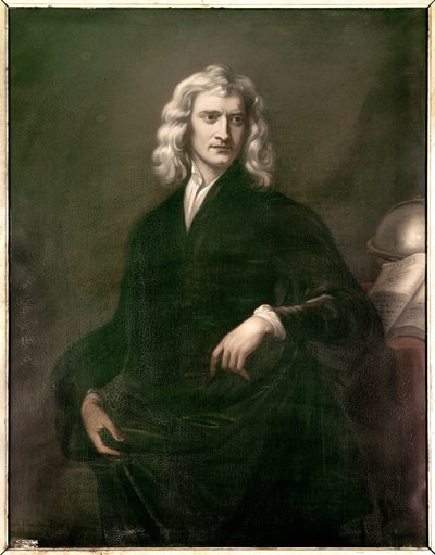 Ritratto di Isaac Newton (1642 - 1727), filosofo e matematico. Pittura anonima inglese da English School
