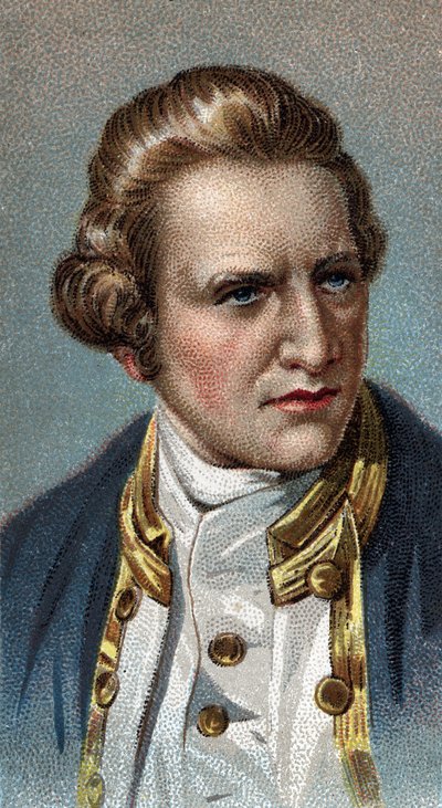 Ritratto di James Cook (1728-1779), navigatore britannico - Dalla serie "Leaders of Men" da English School