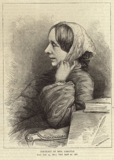 Ritratto di Jane Welsh, moglie di Thomas Carlyle da English School