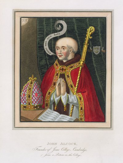 Ritratto di John Alcock (c. 1430-1500), fondatore del Jesus College, Cambridge, da The History of Cambridge, pub. da R. Ackermann, 1815 da English School