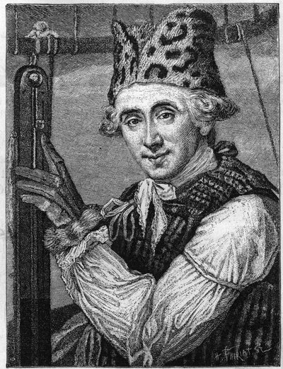 Ritratto di John Jeffries (1745-1819), fisico americano. È rappresentato con la tuta aeronautica che indossava nel 1785 quando attraversò la Manica in mongolfiera. (Da un