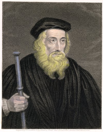Ritratto di John Wycliffe, inciso da James Posselwhite dopo una stampa di G. White, pubblicato da William Mackenzie da English School