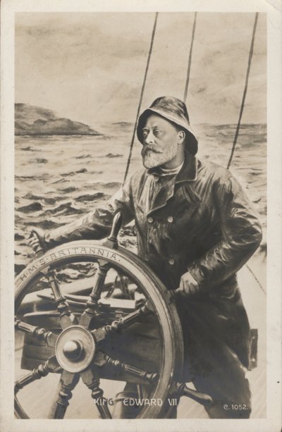 Ritratto di Re Edoardo VII al timone della HMS Britannia da English School