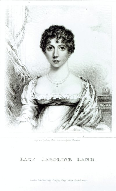 Ritratto di Lady Caroline Lamb (1785-1828) inciso da Henry Meyer da English School