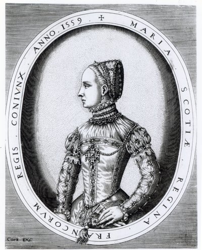 Ritratto di Maria Stuarda (1542-87) inciso da Hieronymus Cock (c.1510-70) 1559 da English School