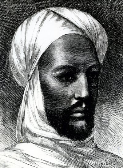 Ritratto di Muhammad Ahmad (1844-1885), noto come Mahdi, leader dei dervisci in guerra contro i britannici nel 1884, guerre coloniali, Sudan da English School