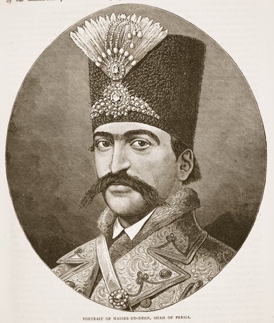 Ritratto di Nasser-ed-Deen, Scià di Persia, illustrazione da Cassells Illustrated History of England da English School