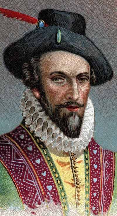 Ritratto di Raleigh, Sir Walter (1554-1618). Marinaio, esploratore e broker inglese - Dalla serie 