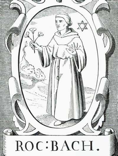Ritratto di Roger Bacon (c.1220-92), illustrazione da Scienza e Letteratura nel Medioevo e nel Rinascimento, scritto e inciso da Paul Lacroix, 1878 da English School